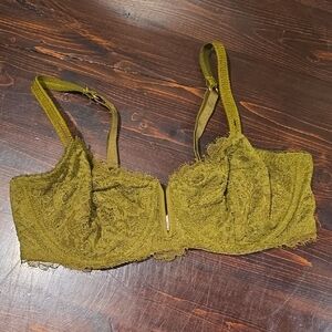 Auden Unlined Lace Balconette Bra - Olive Green - Size 36C